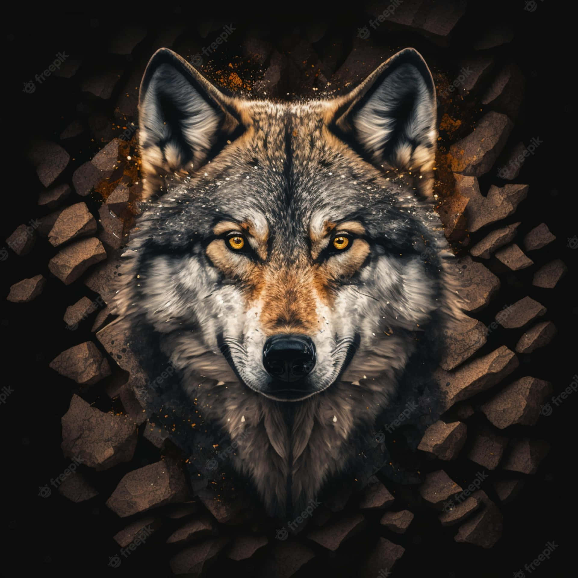 Majestic Alpha Wolf in the Wilderness Wallpaper