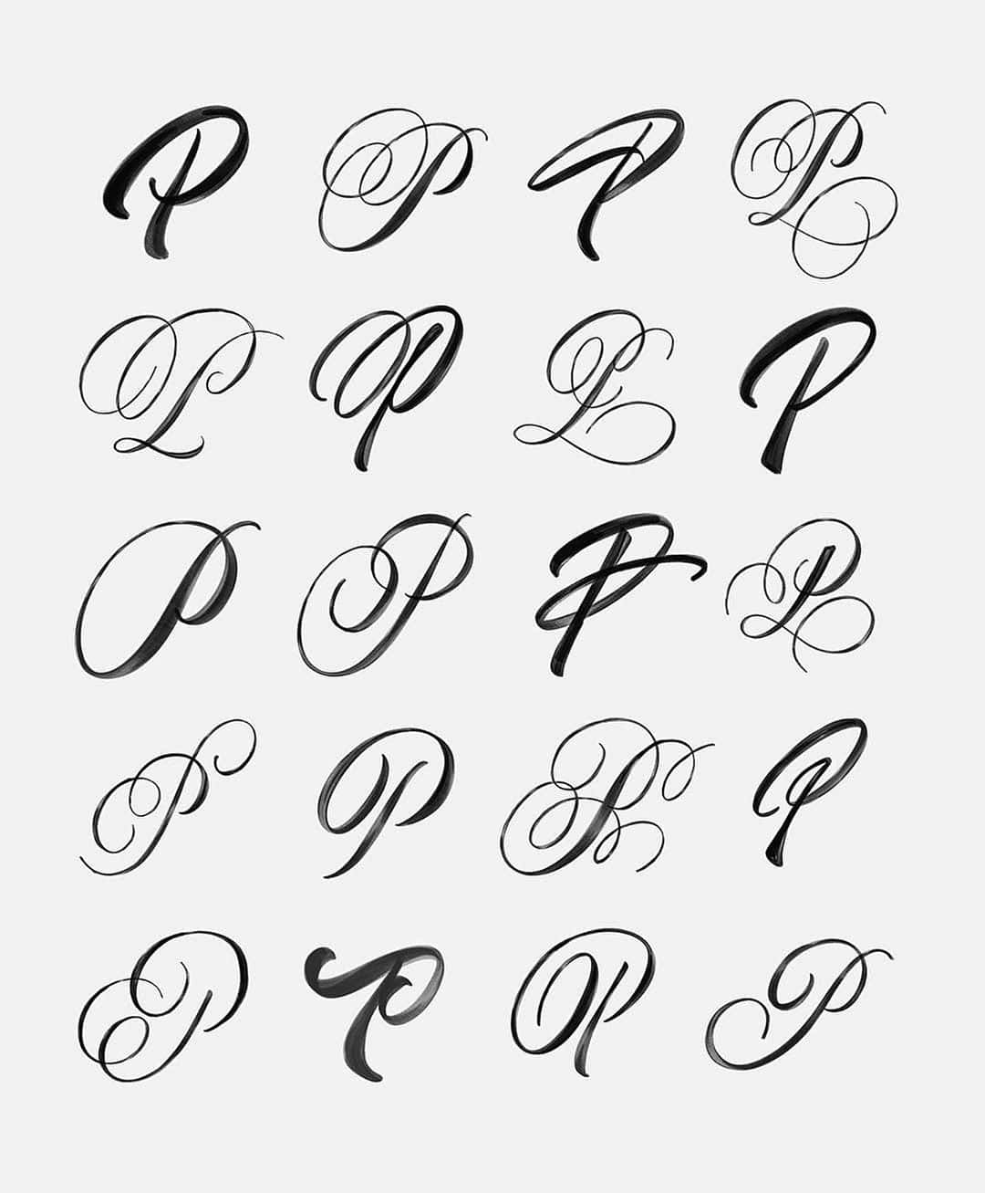 A Set Of Black And White Calligraphy Letters