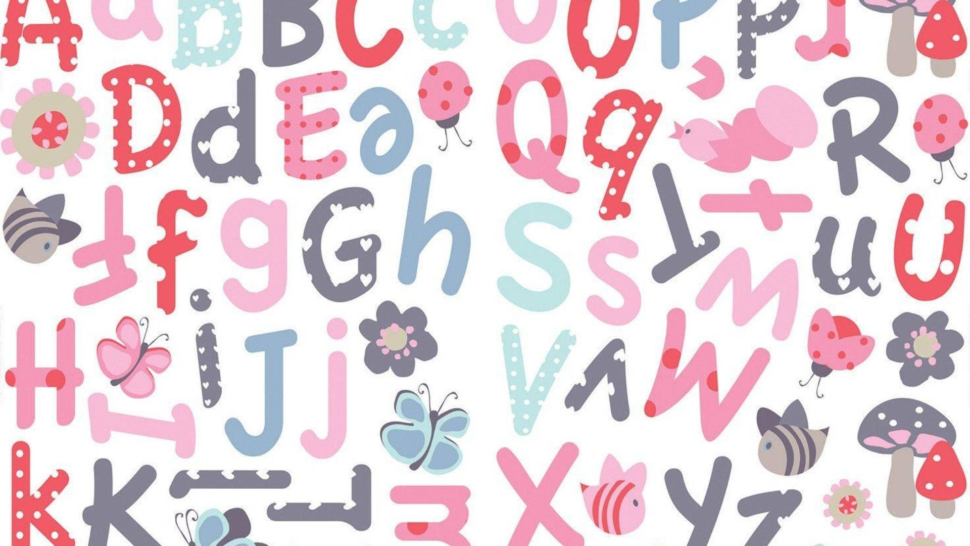 Alphabets With Butterflies And Bees Wallpaper