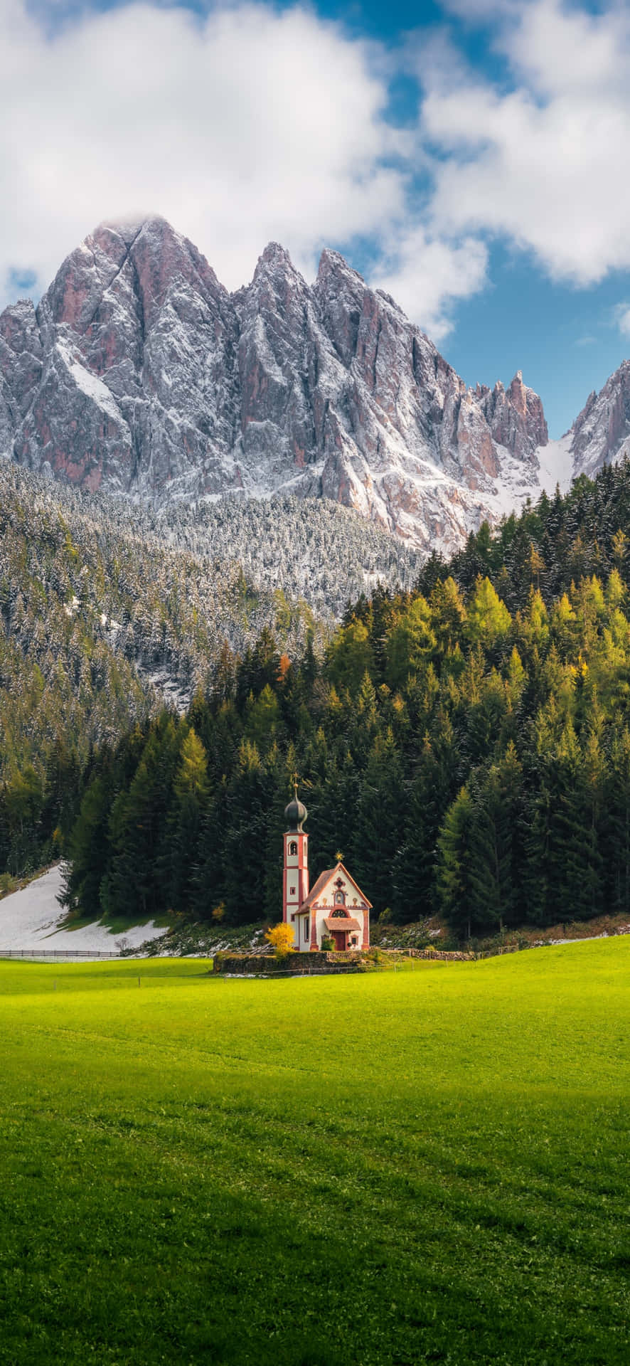 Alpine_ Church_ Mountain_ Backdrop Wallpaper