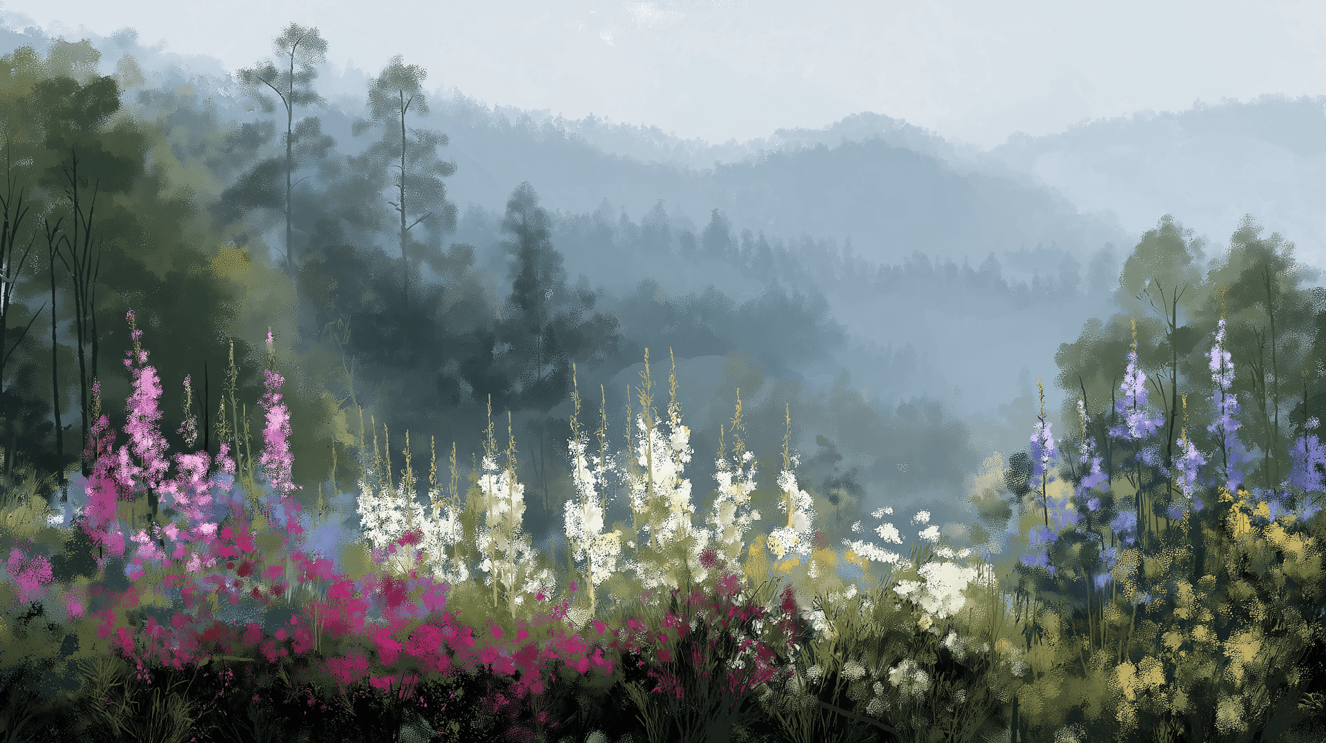 Alpine Floral Meadow Wallpaper