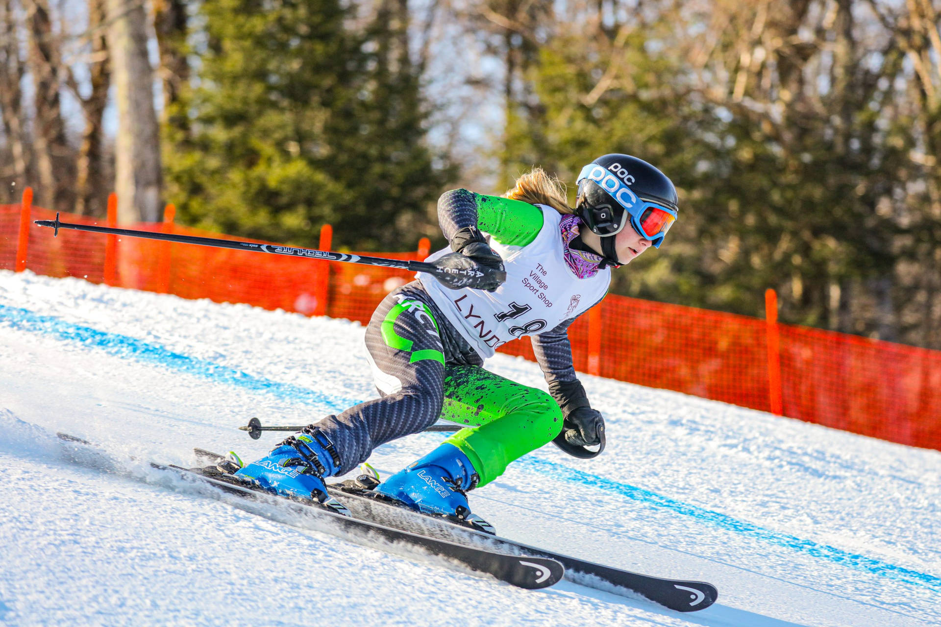 Alpine Skiing Green Suit Wallpaper