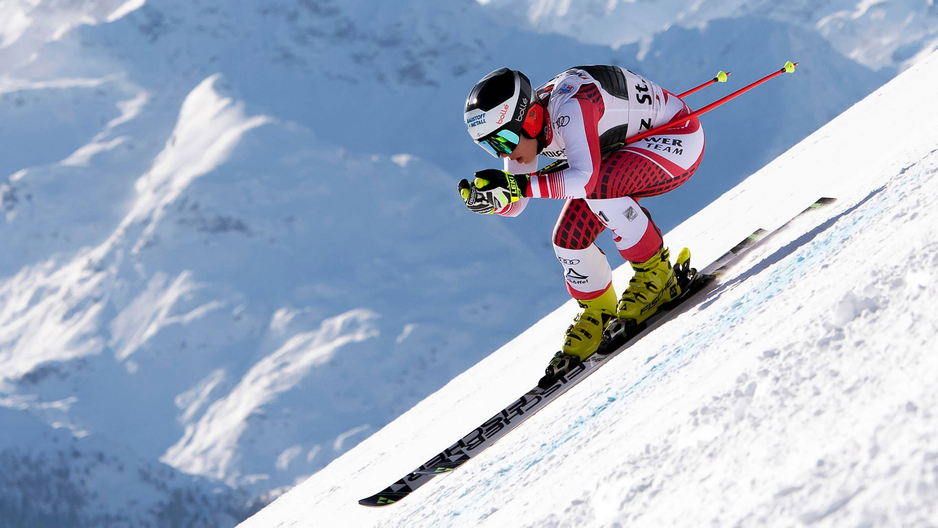 Professional Alpine Skier Nicole Schmidhofer in Competition Wallpaper