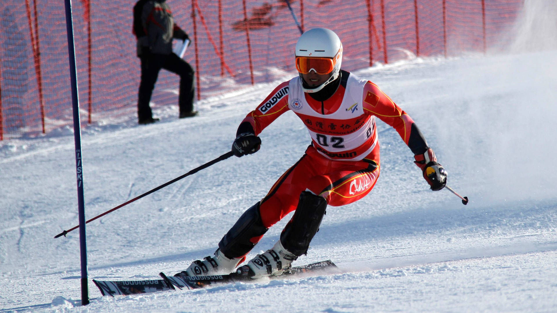 Alpine Skiing Red Suit Wallpaper