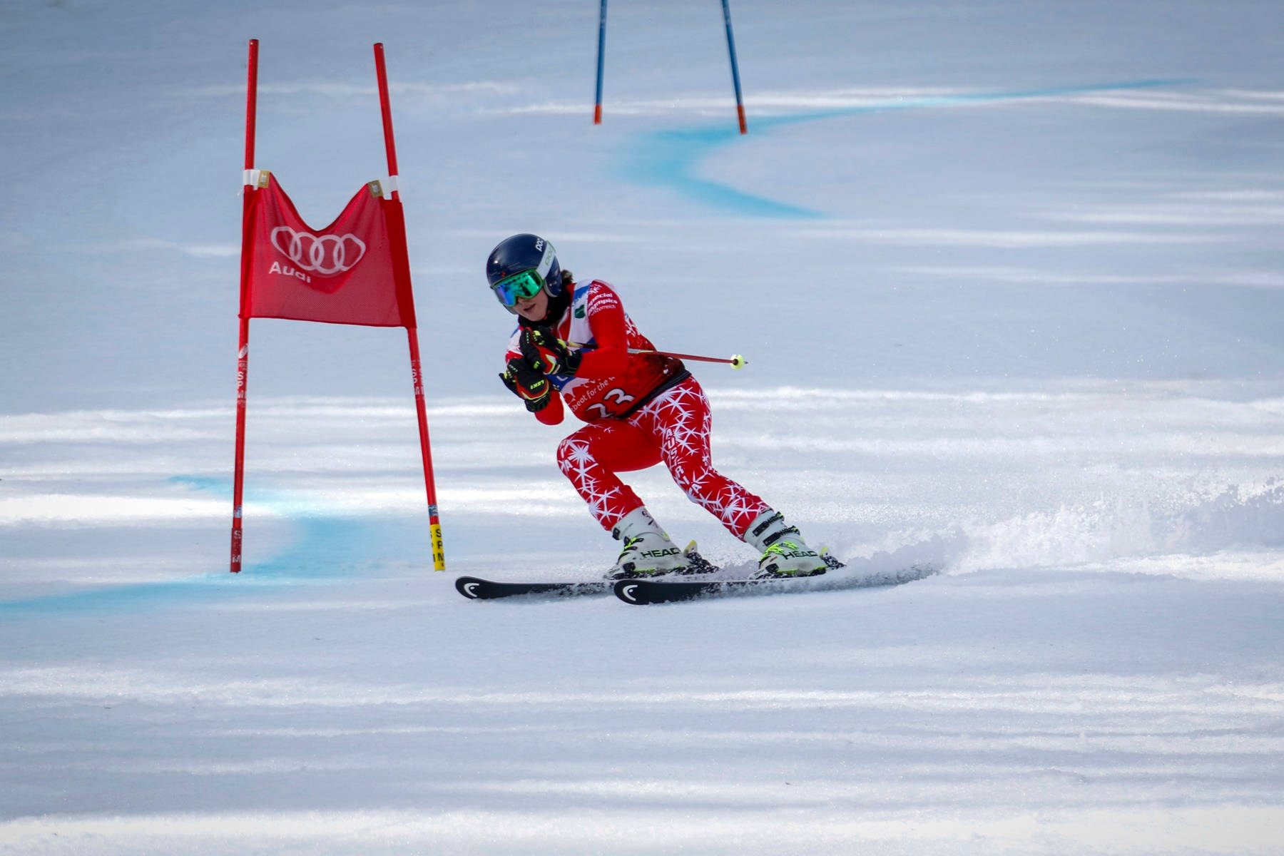 Alpine Skiing Red Suit Cornering Wallpaper