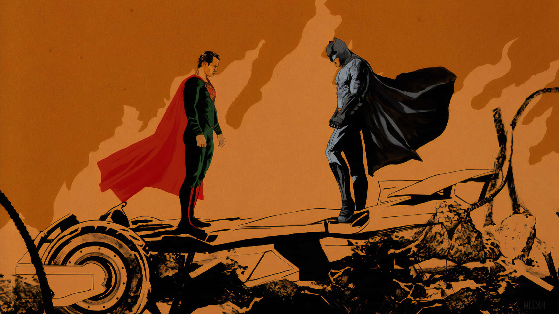 Alternative Art Batman Superman Wallpaper