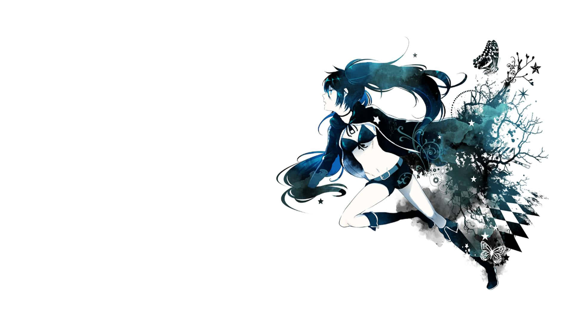 A Girl With Long Hair And Blue Eyes Is Running Wallpaper