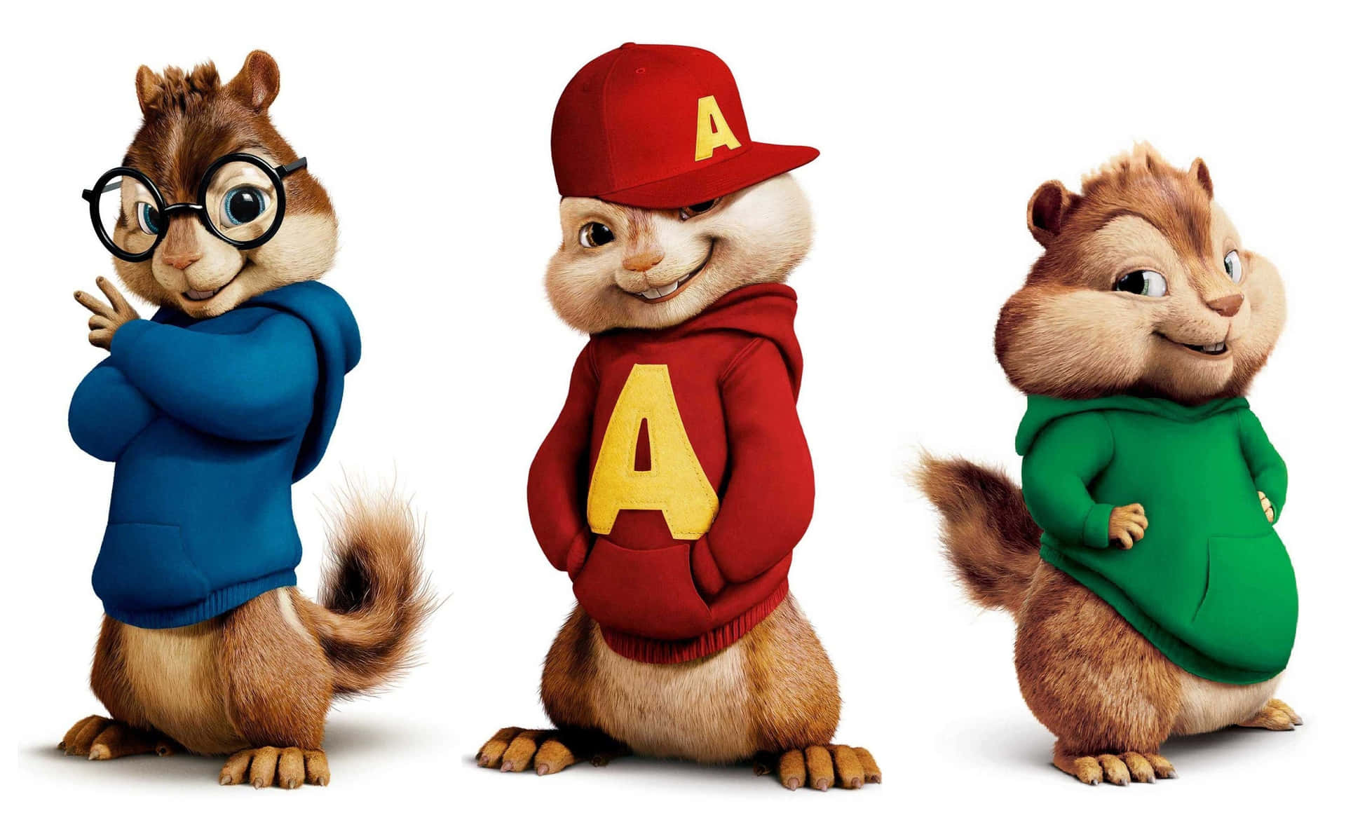 Alvin and the Chipmunks singing and dancing.