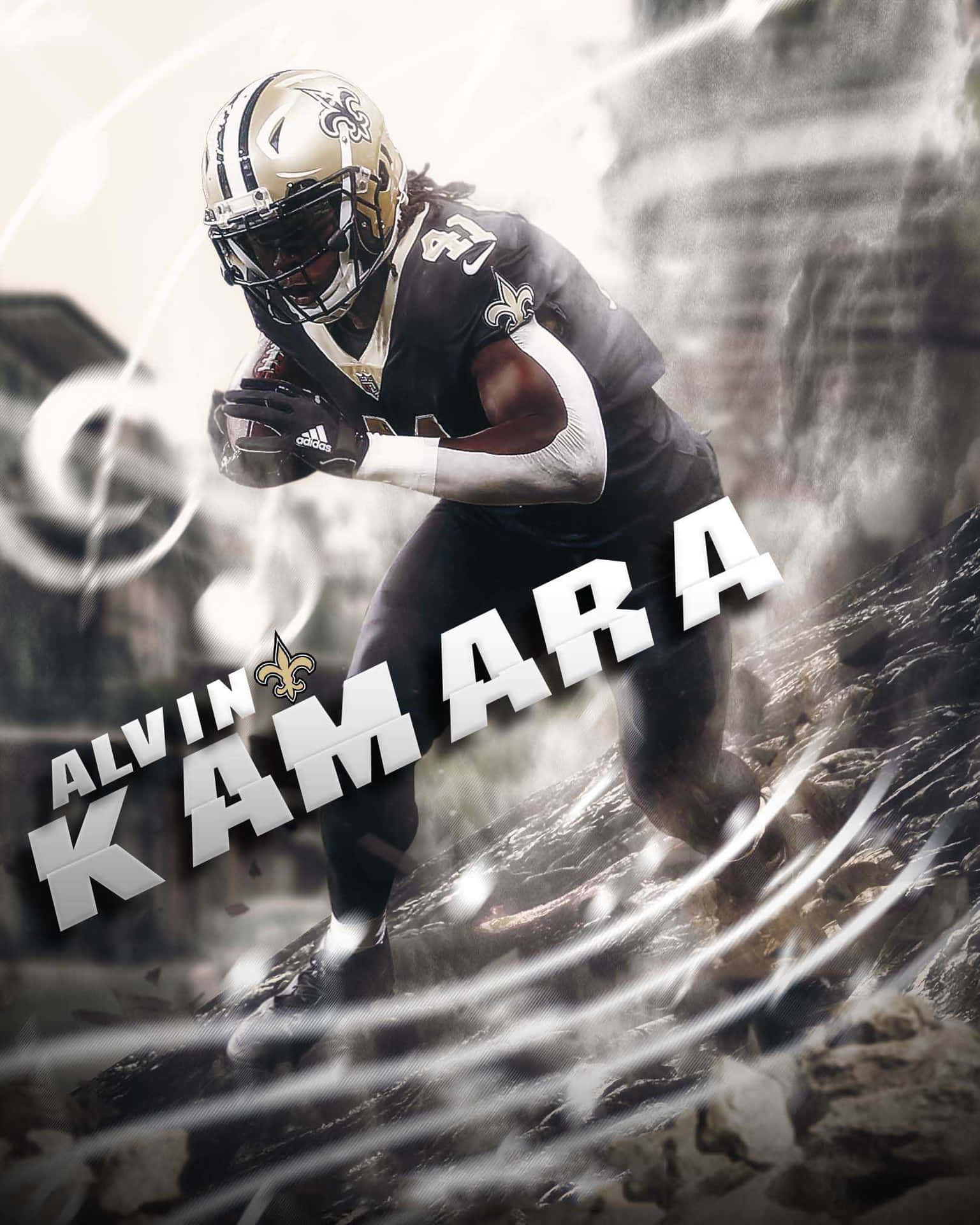 New Orleans Saints running back Alvin Kamara trives på banen. Wallpaper