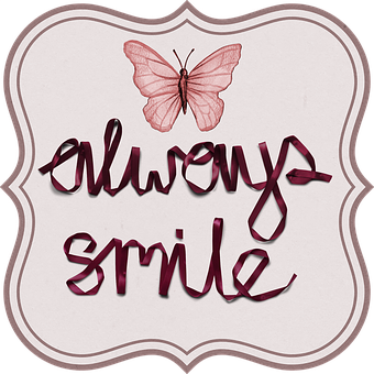Always Smile Butterfly Motivational Graphic PNG