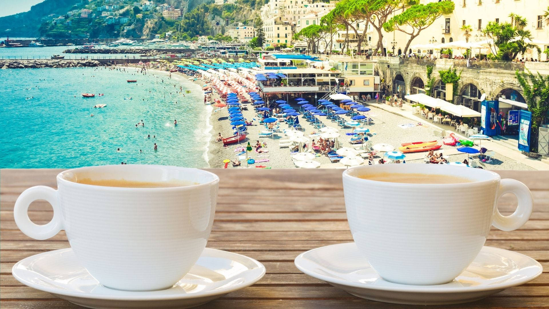 Amalfi Coast Cups Of Coffee Wallpaper