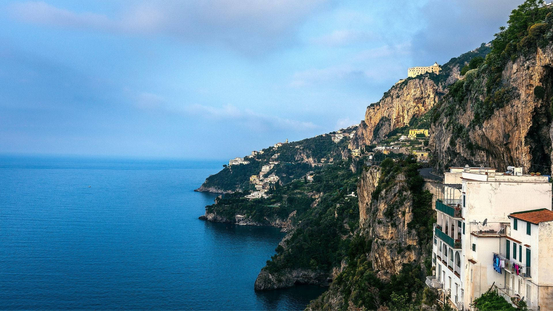 Amalfi Coast Mountain And Ocean Wallpaper
