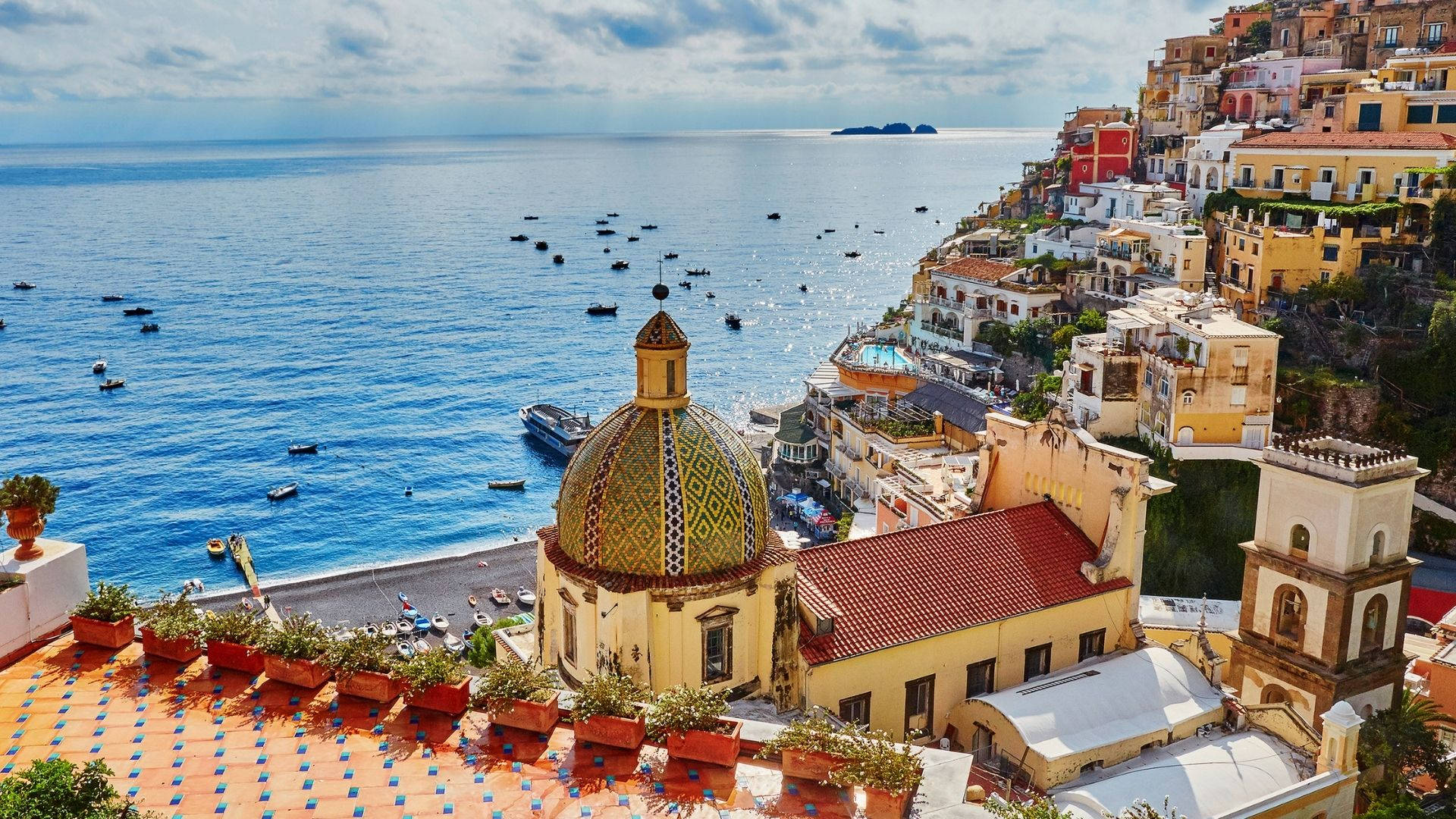 Amalfi Coast Santa Maria Assunta Church Top View Wallpaper