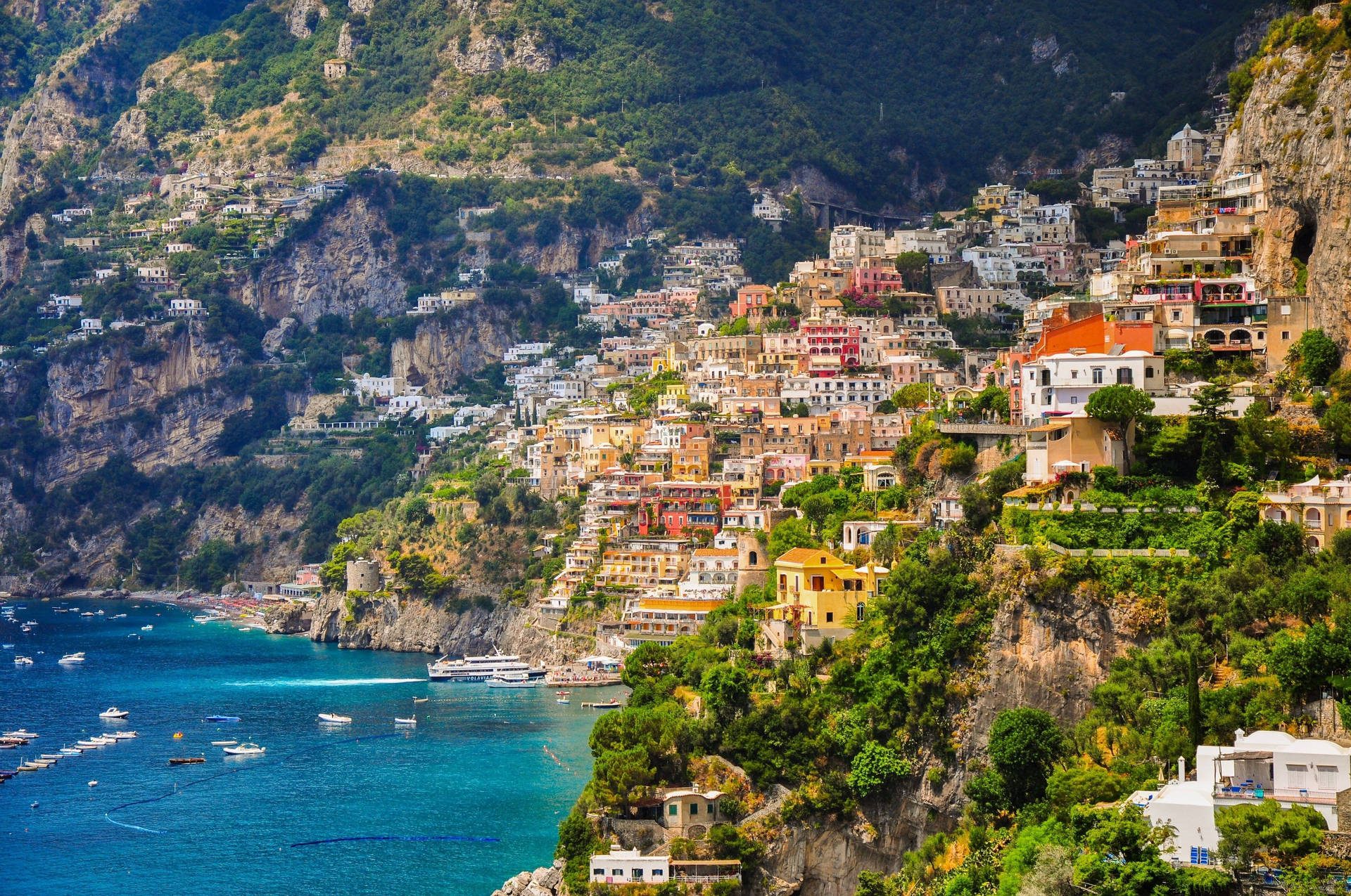 Amalfi Coast Village Long Shot Wallpaper
