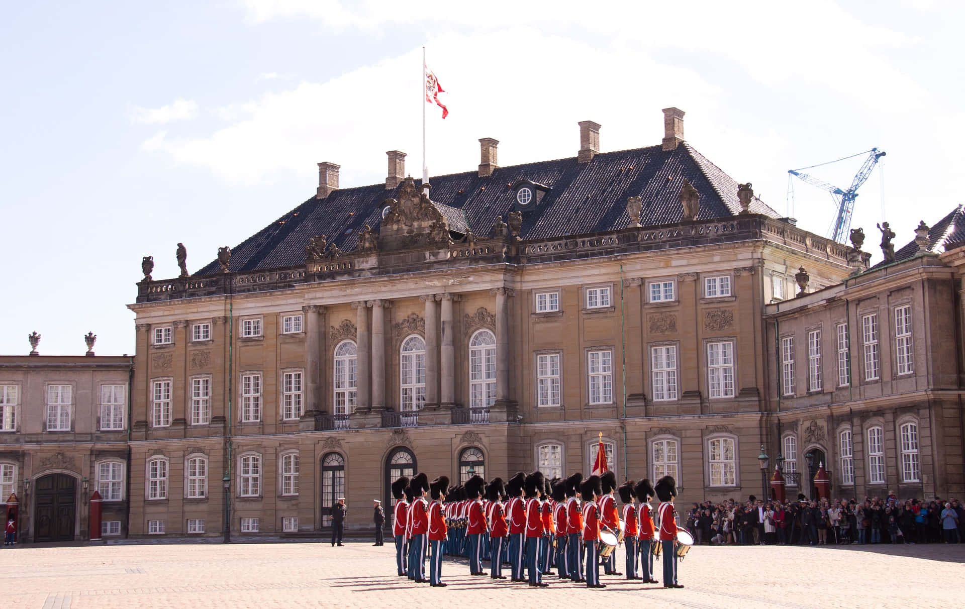 Download Amalienborg Palace With People Dressed In Red Wallpaper ...