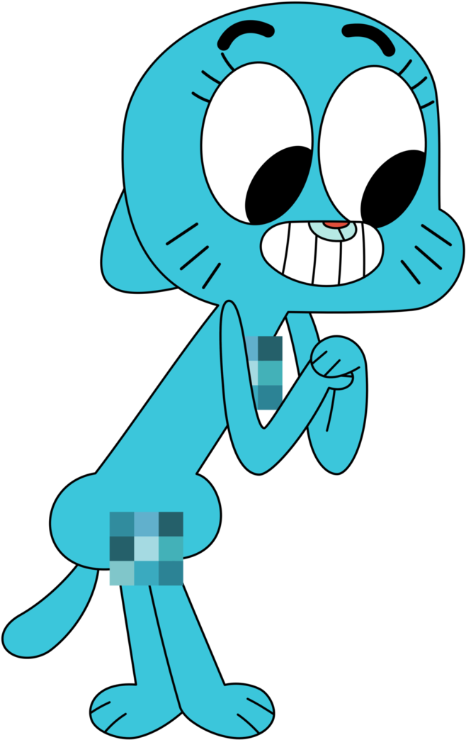 Amazed Blue Cartoon Character PNG