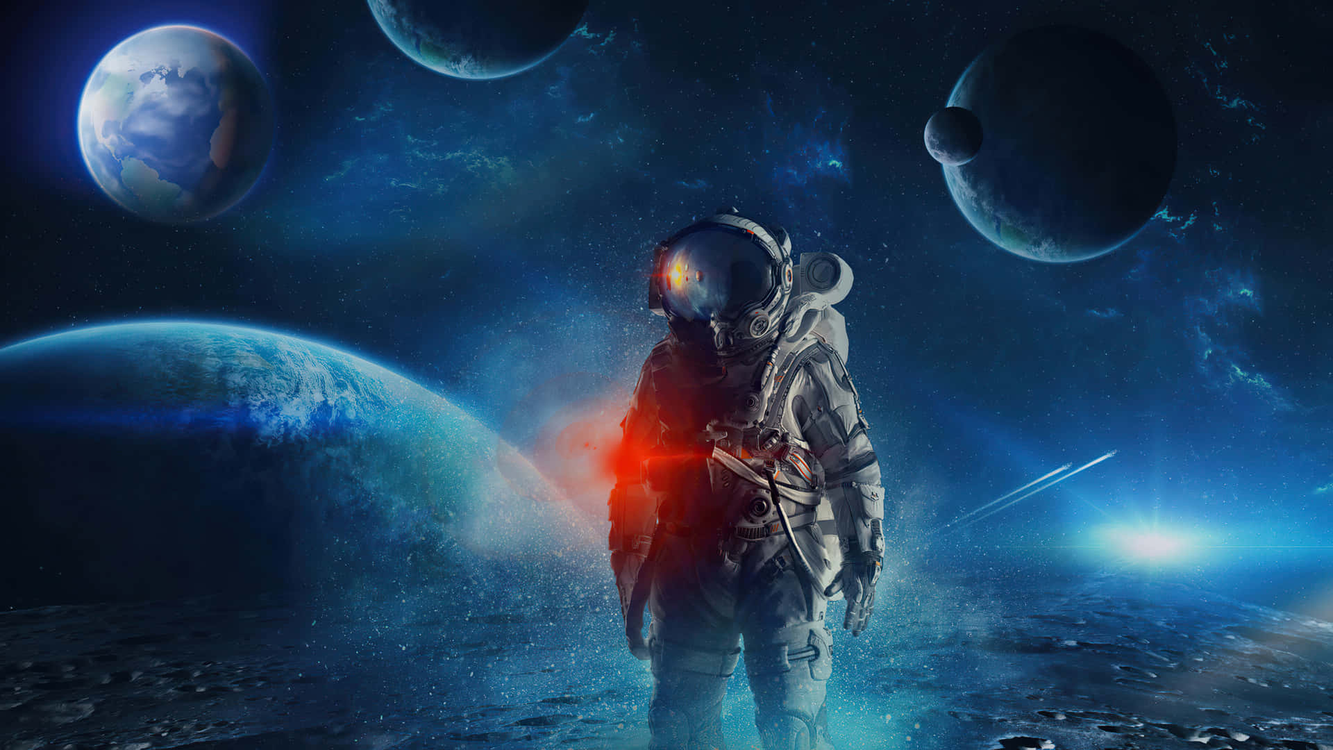 Bilden Astronaut Uppskattar Skönheten I Sin Resa Ut I Rymden. Wallpaper