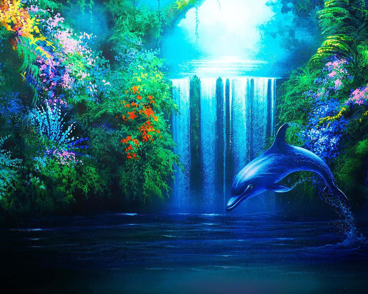 Amazing Cute Dolphin Painting Wallpaper