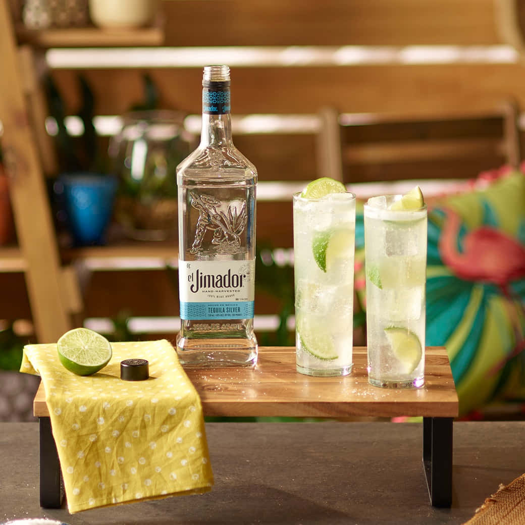 Fantastisk El Jimador sølv Tequila med lime Cocktail Drinks Baggrund Design til din Computer skrivebord Wallpaper