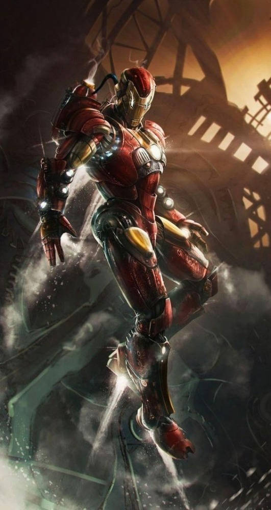 Caption: High-flying Iron Man Android Wallpaper