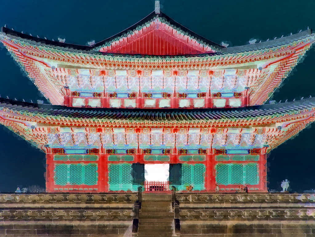 Increíbleilustración En 2d Del Palacio Gyeongbokgung Fondo de pantalla