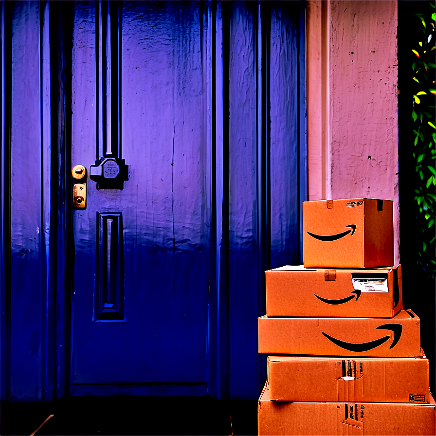 Amazon Box On Doorstep Png 06132024 PNG