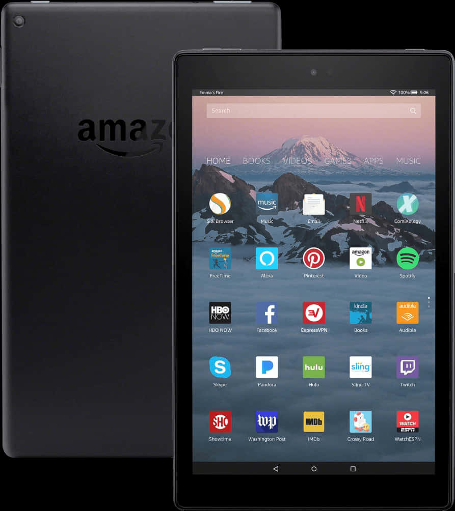 Amazon Fire Tablet Display Apps PNG