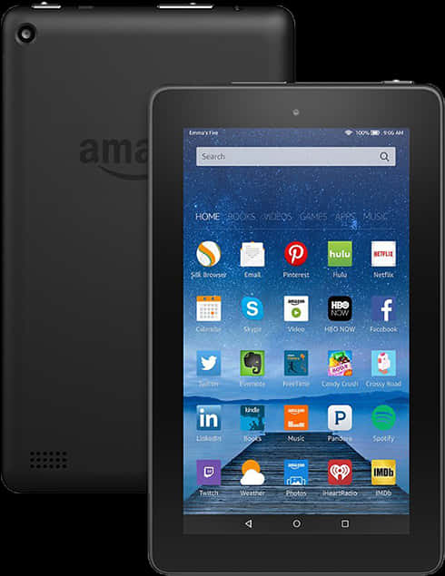 Amazon Fire Tablet Frontand Back View PNG