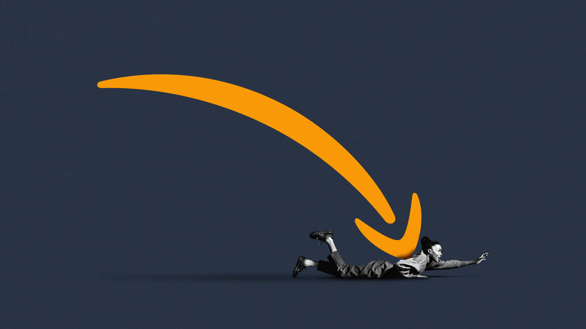 Amazon UK logo med mand på jorden Wallpaper