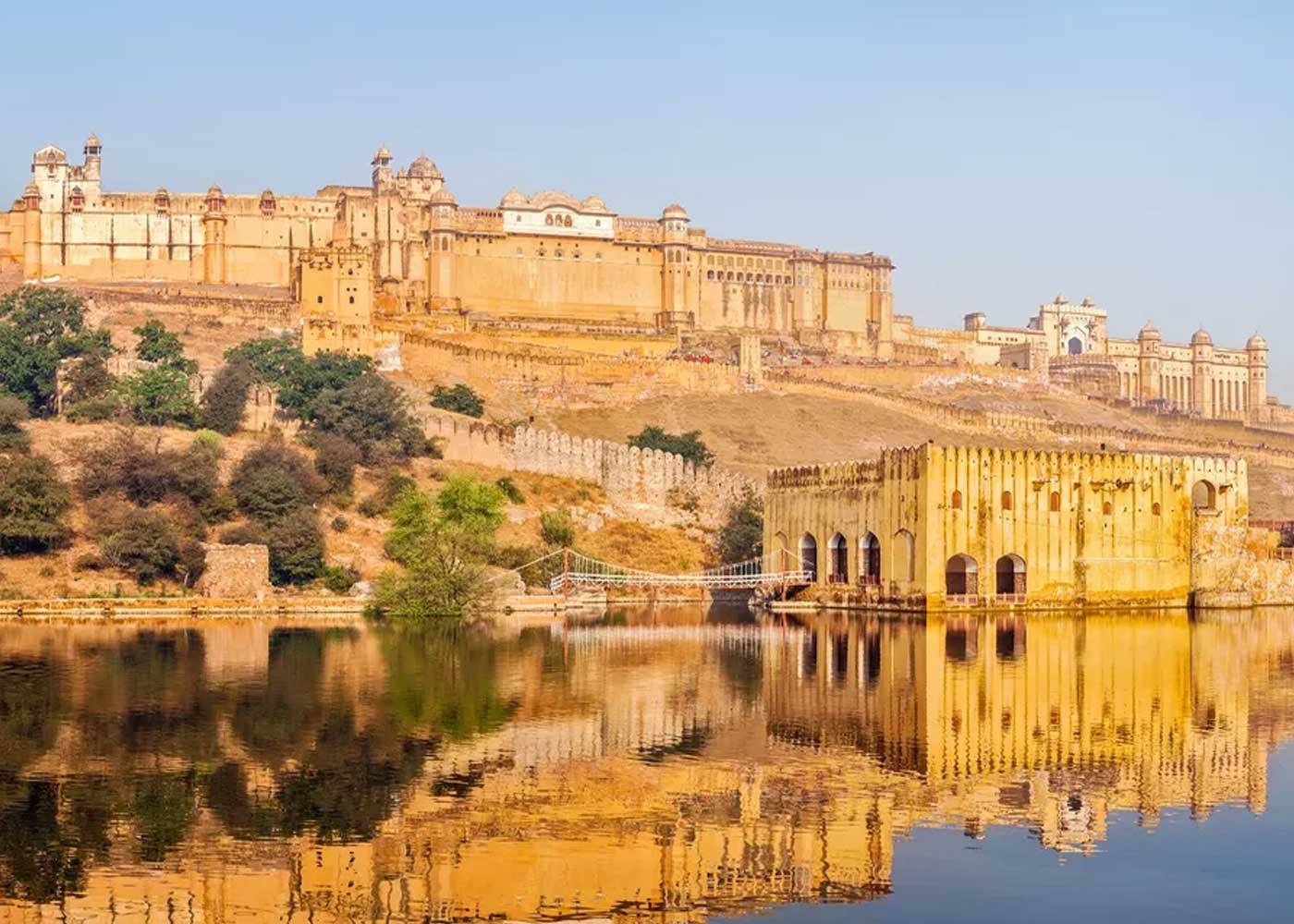 Amber Fort Jaipur Reflection Maota Lake Picture