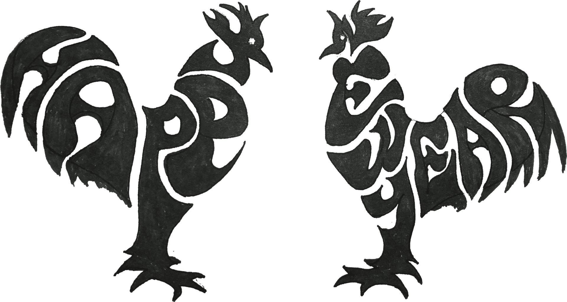 Ambigram Rooster Artwork PNG