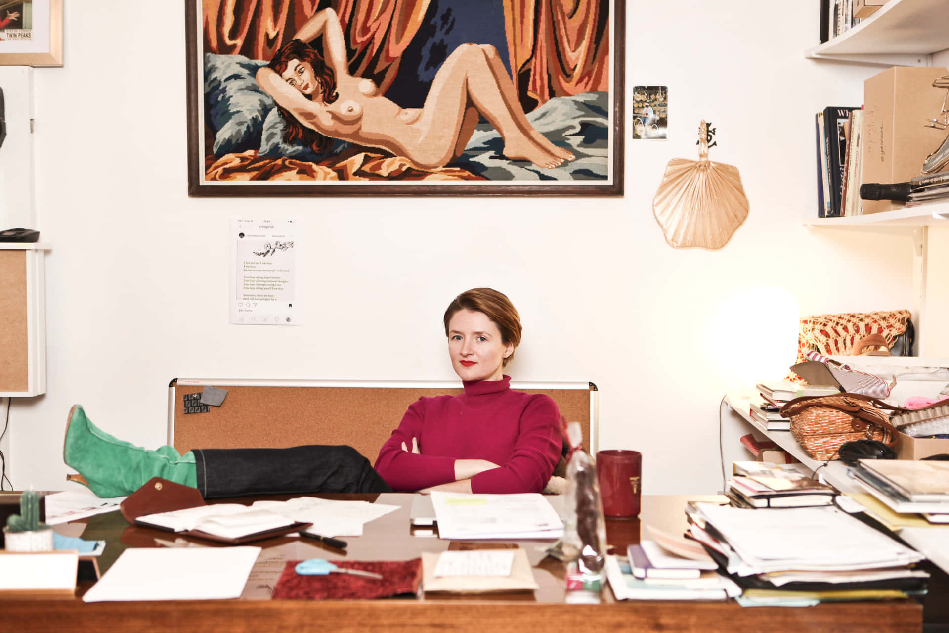 Amélie Pichard At Her Desk Wallpaper