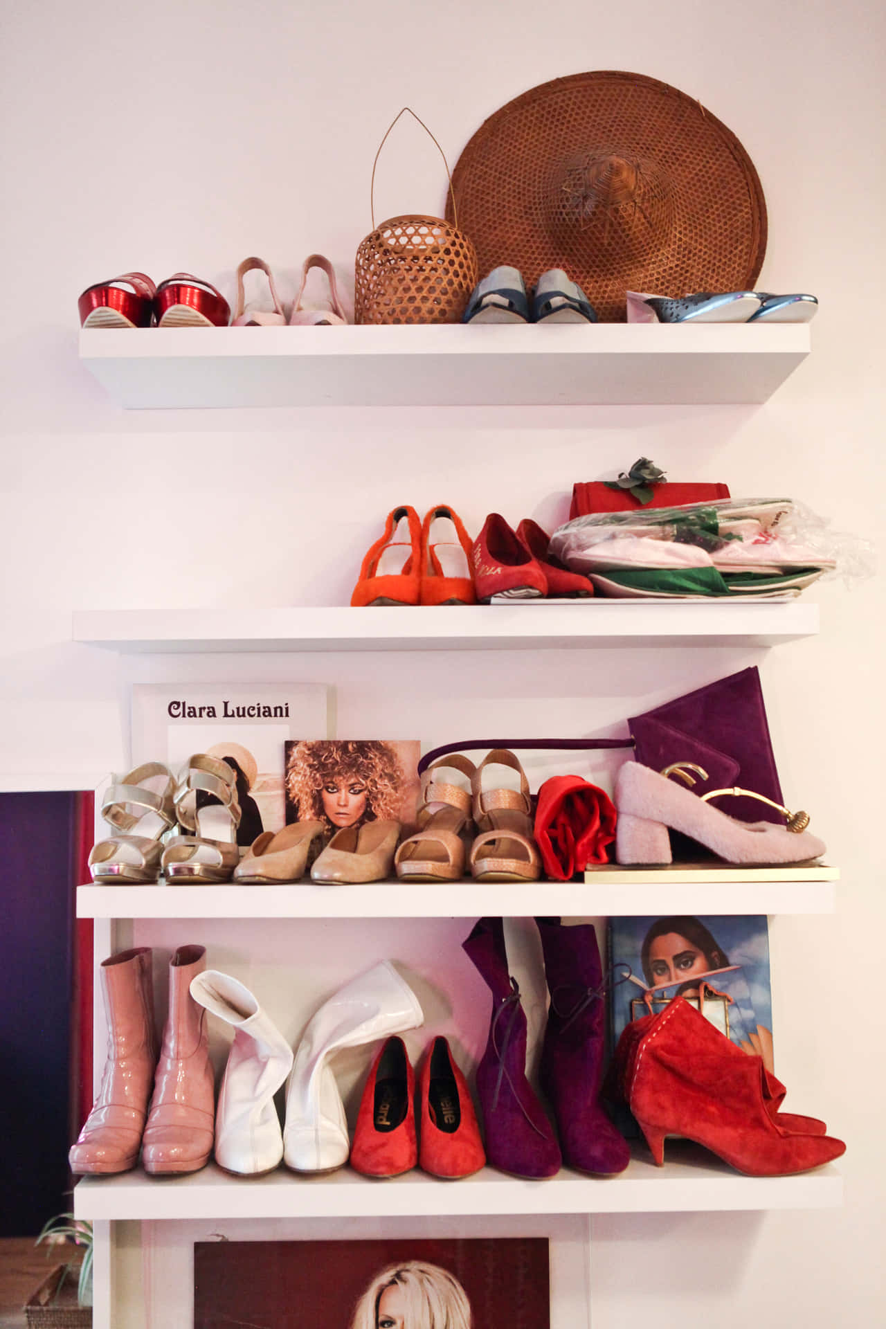 Amélie Pichard Footwear On Floating Shelves Wallpaper