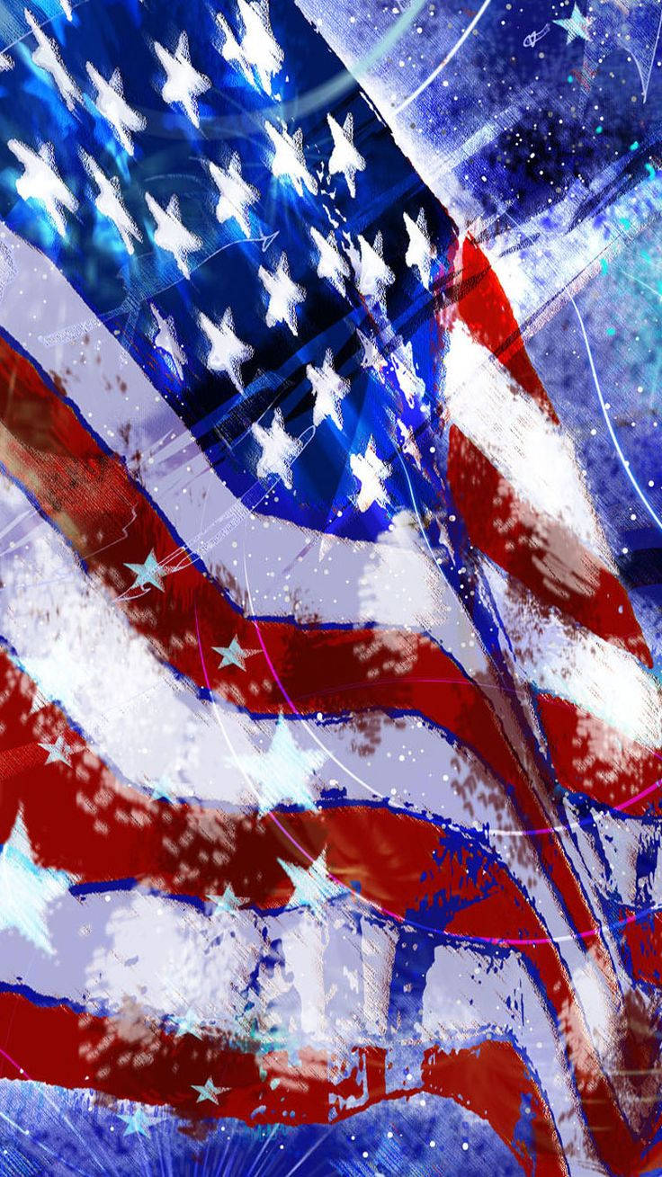 America Iphone Flag Watercolor Art Wallpaper