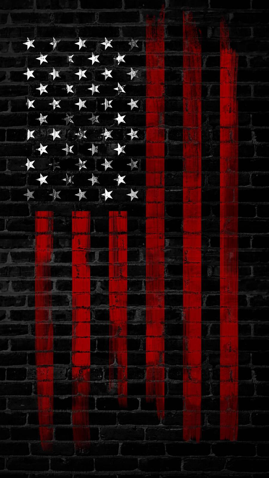 Brick Wall Painted With The Flag of America Iphone Wallpaper