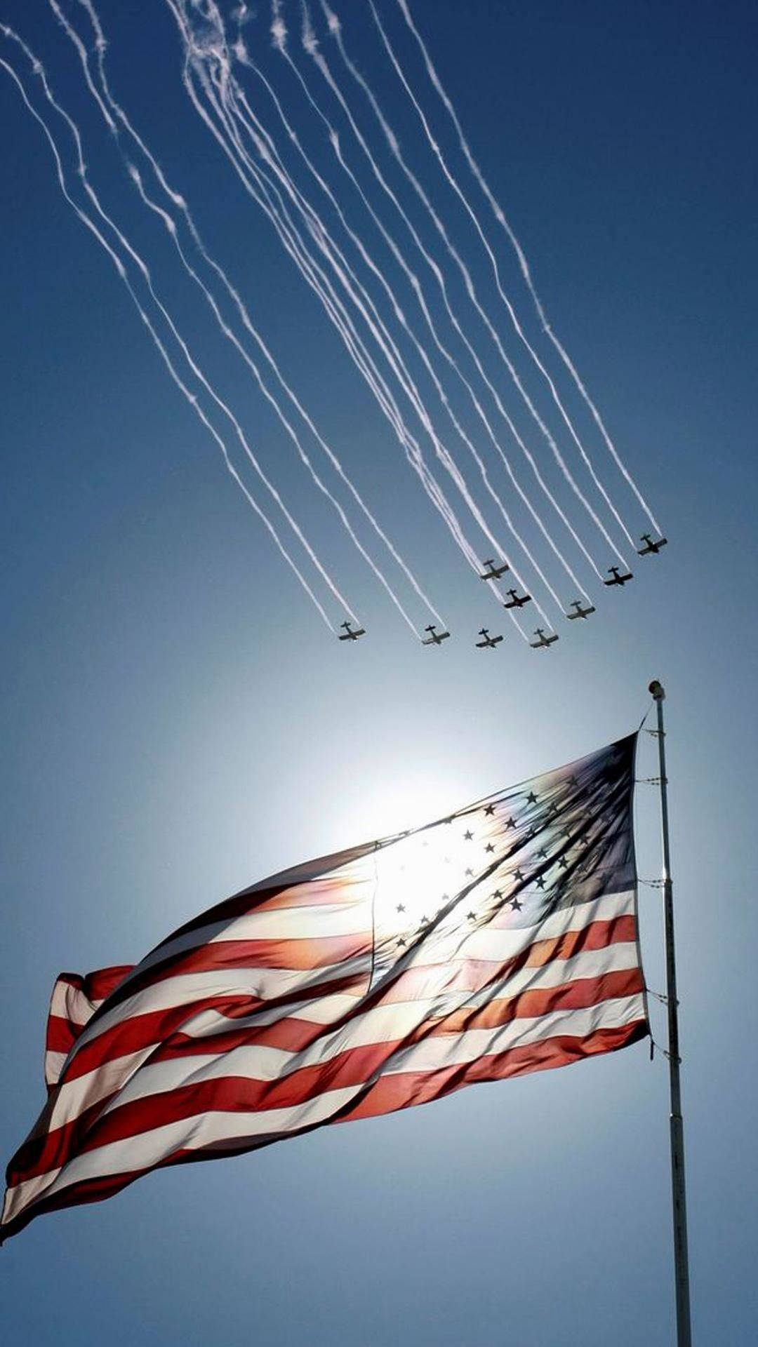 Fighter Jets Over Flag Of America Iphone Wallpaper