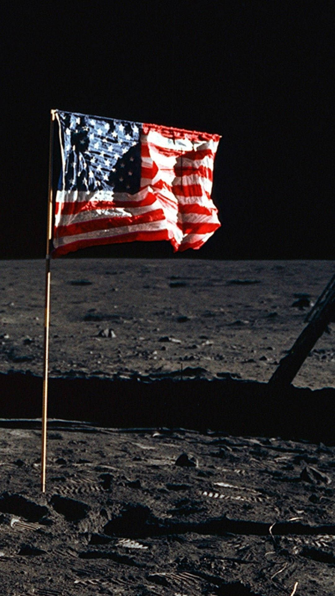 Månenmed Amerikas Flagga Iphone. Wallpaper