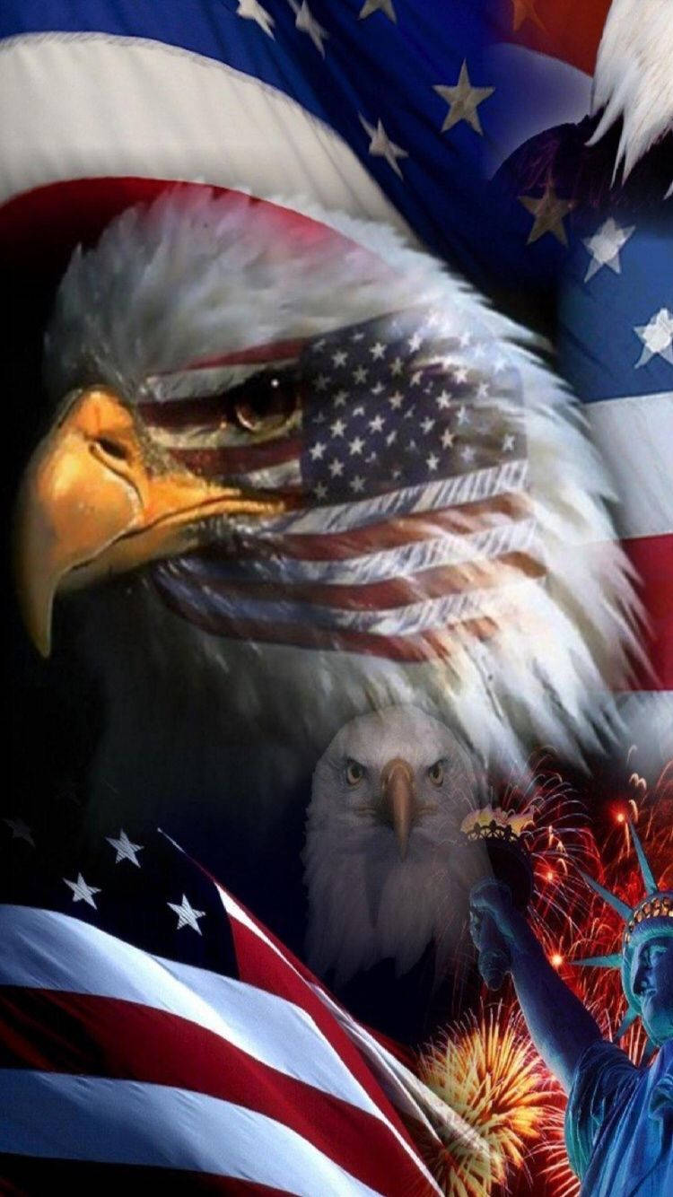 Eineflagge Und Ein Adler Amerika Iphone Wallpaper