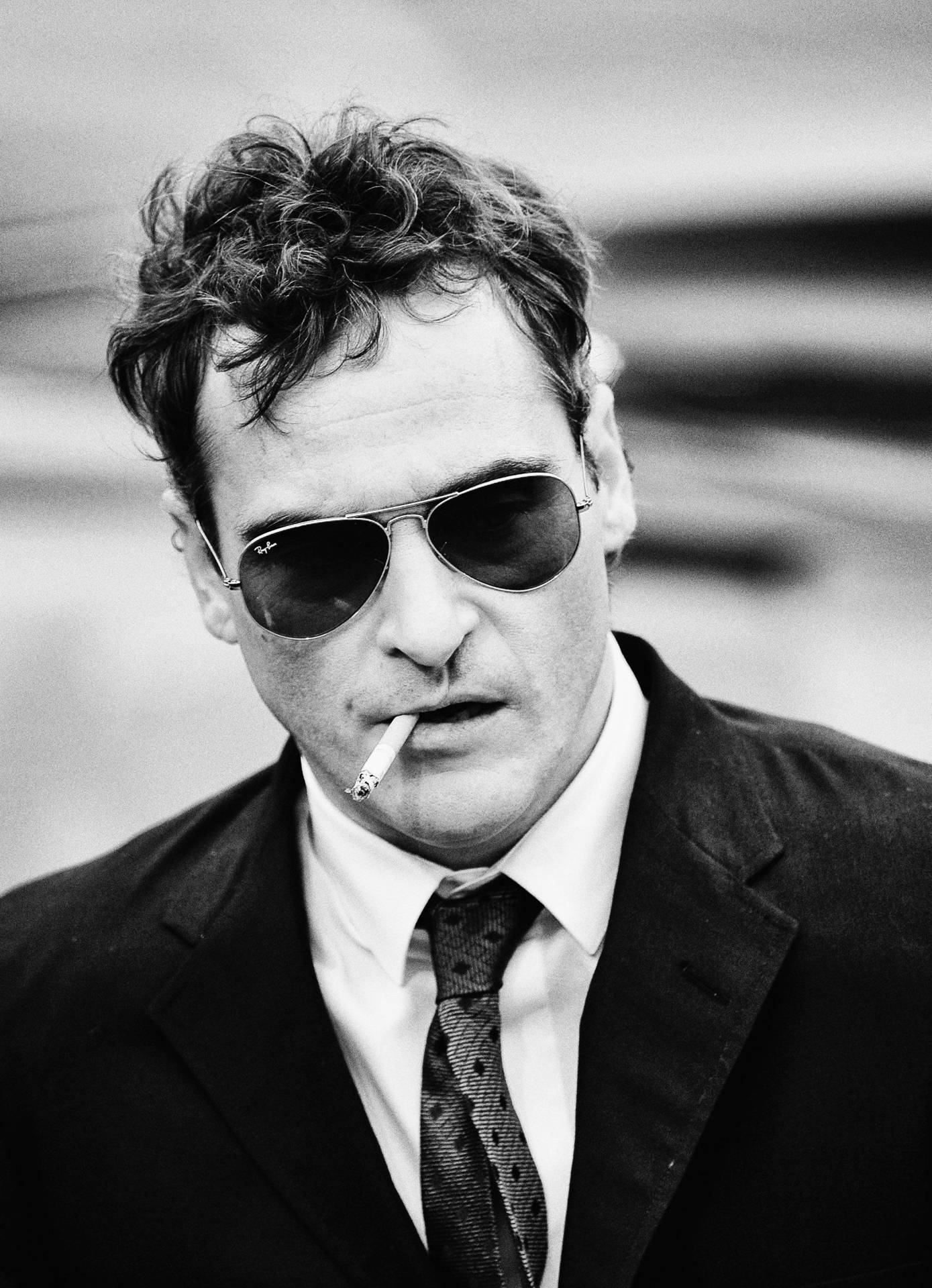 American Actor Joaquin Phoenix Black And White Wallpaper