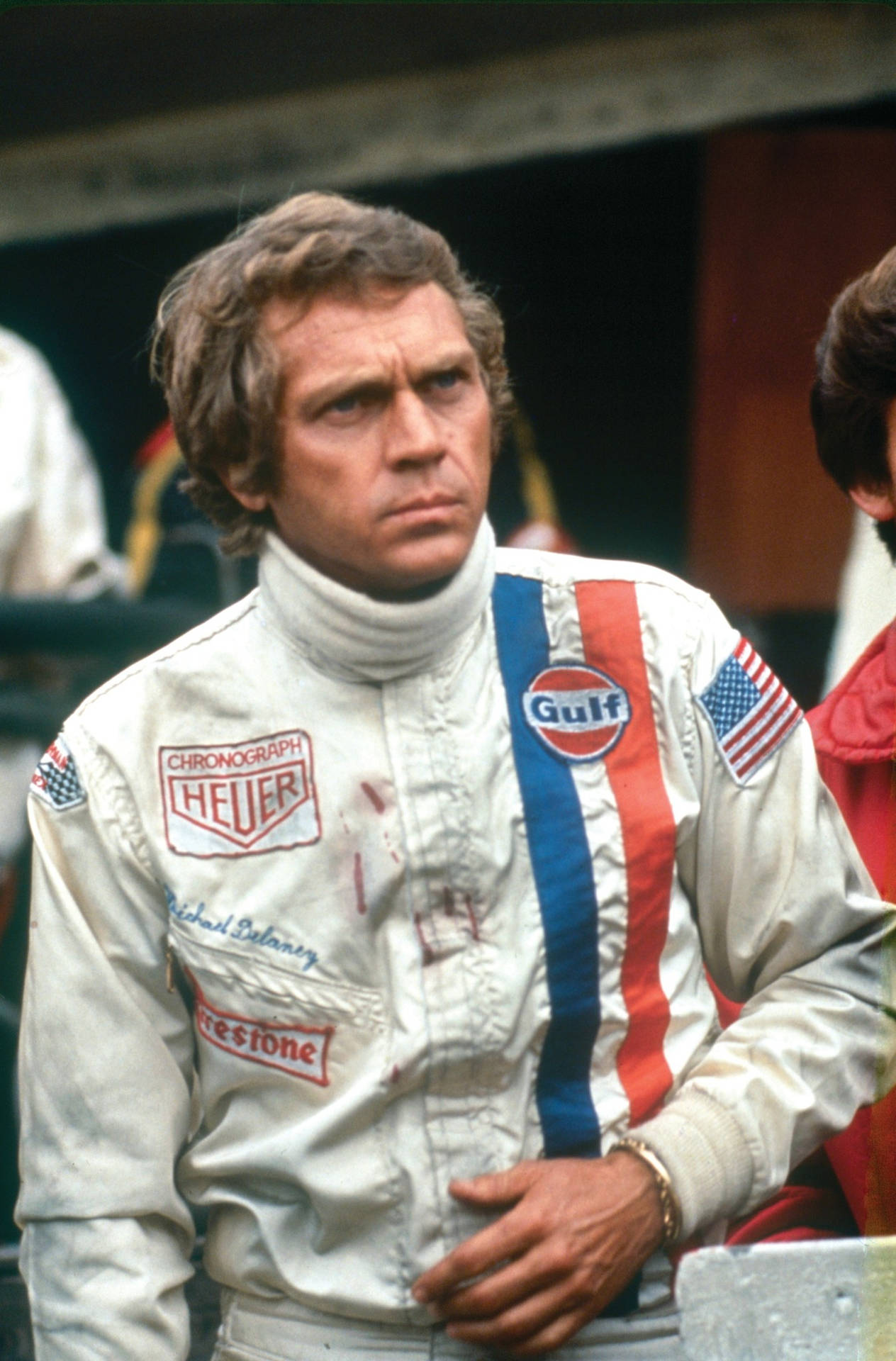 Amerikansk skuespiller Steve McQueen som Michael Delaney i filmen Le Mans. Wallpaper