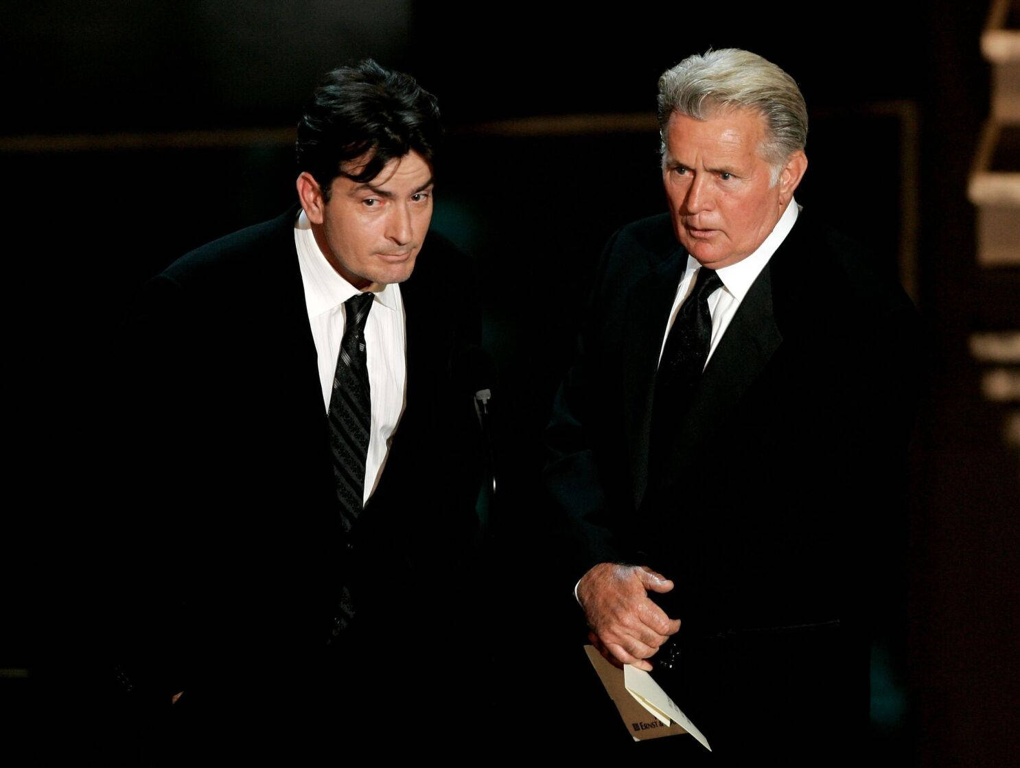 American Actors Charlie Sheen And Martin Sheen Emmy Awards Wallpaper