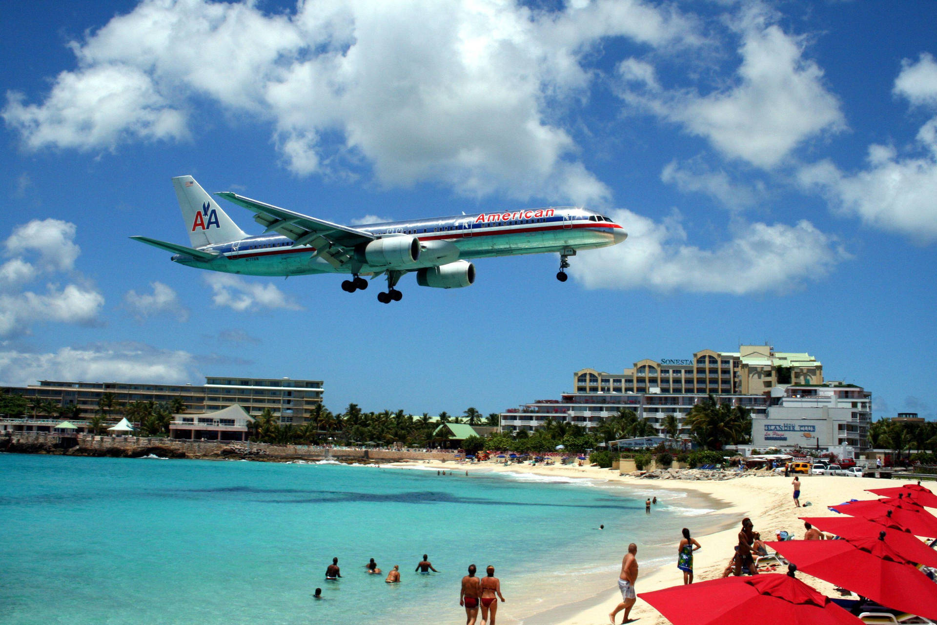 American Airlines Beach Photo Wallpaper