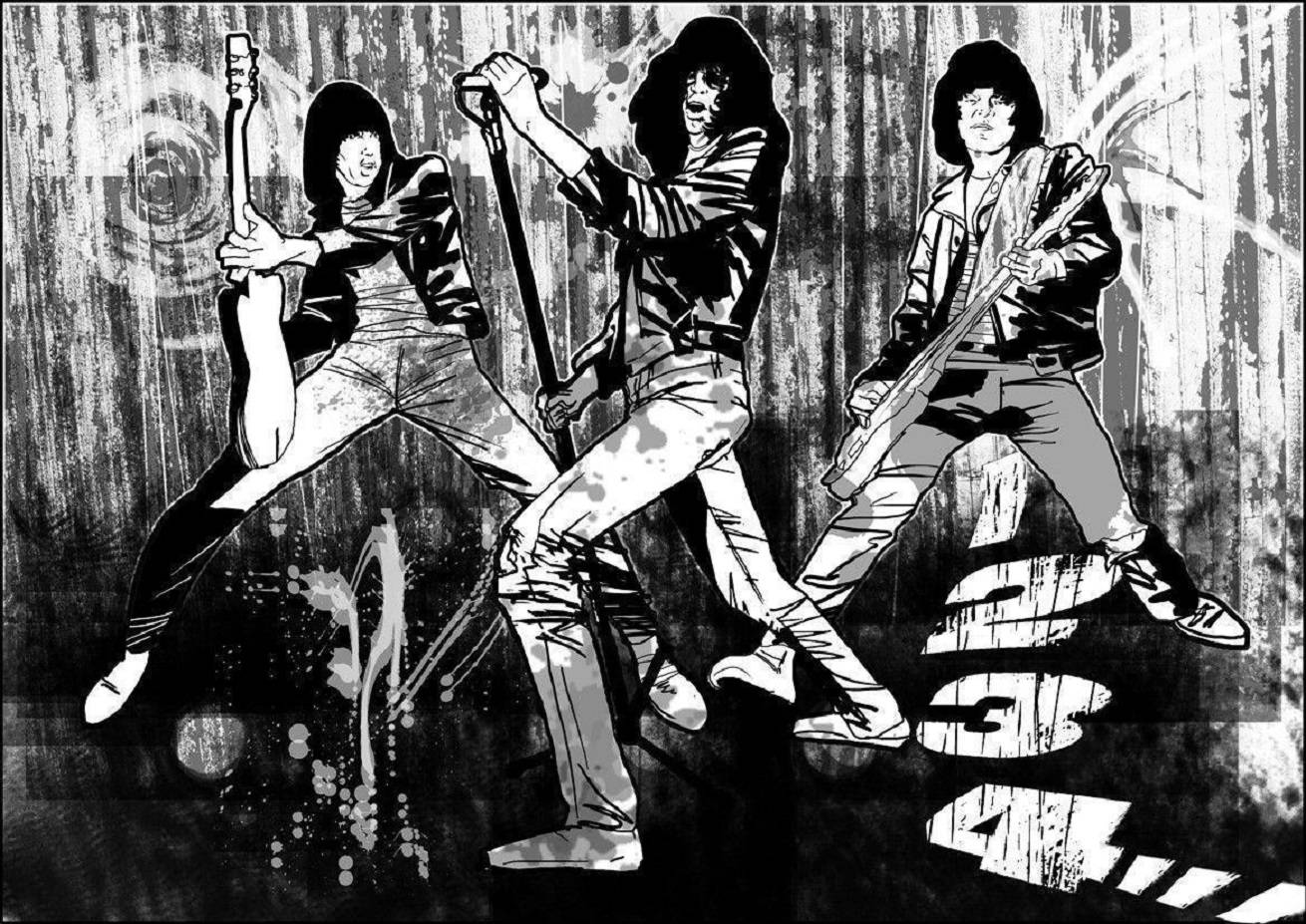 Amerikanischeband Ramones Gabba Gabba Hey! Neuartige Digitale Kunst. Wallpaper