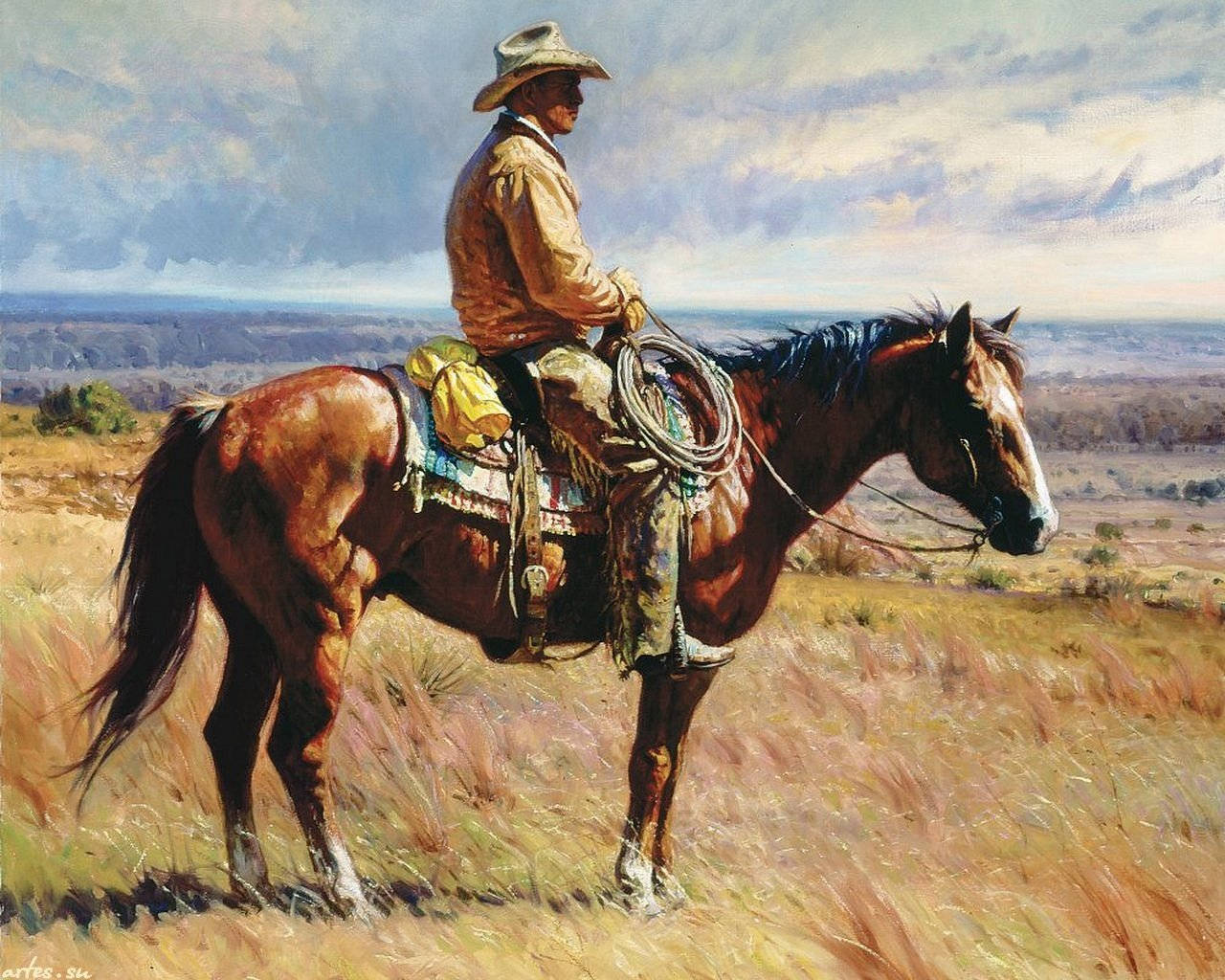 American Cowboy Classic Painting Wallpaper