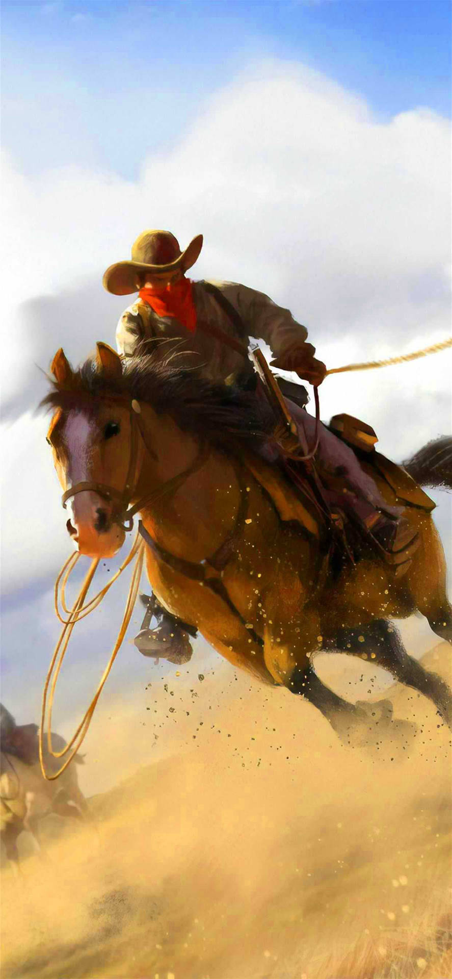 En stolt amerikansk cowboy, der viser sine imponerende rideskills. Wallpaper
