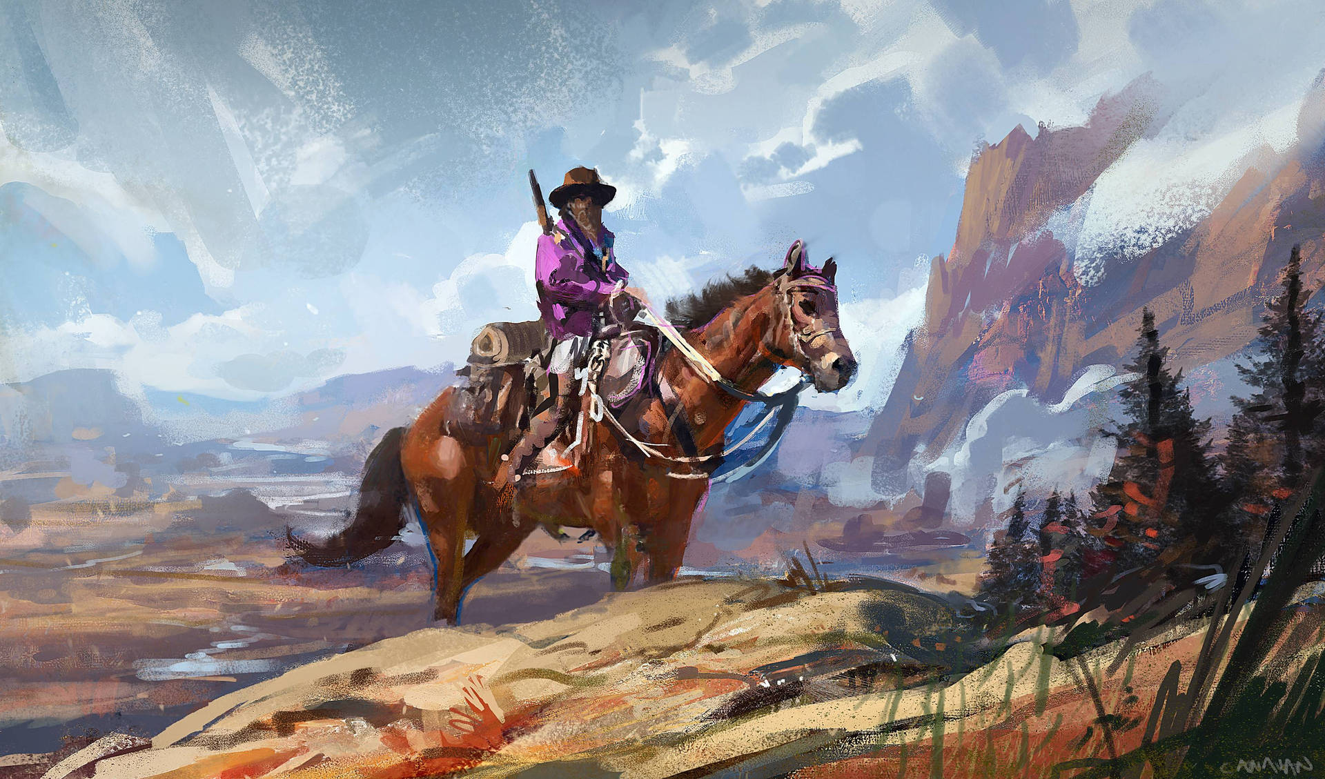 An authentic American Cowboy, riding high. Wallpaper