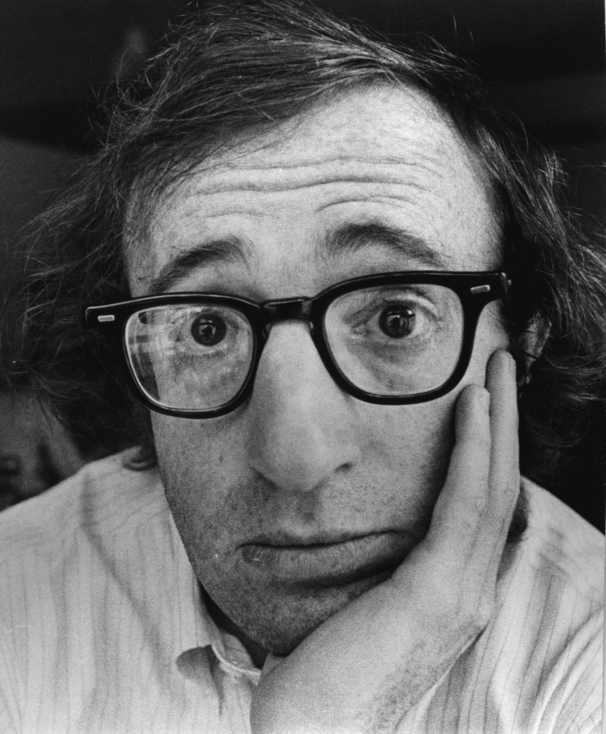 American Director Woody Allen Greyscale Close Up Portrait Wallpaper