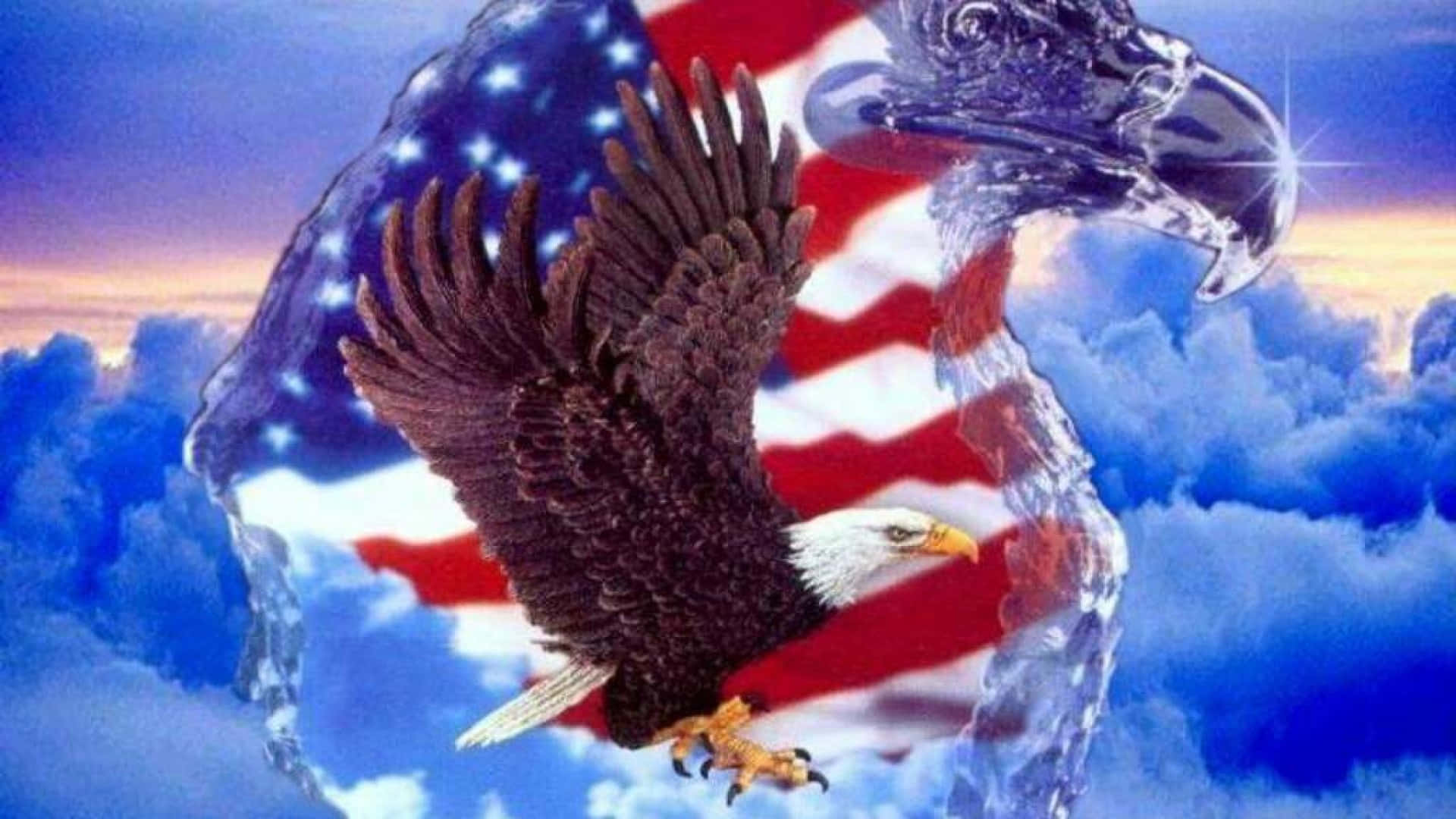 Einadler Mit Einer Amerikanischen Flagge Darauf Wallpaper