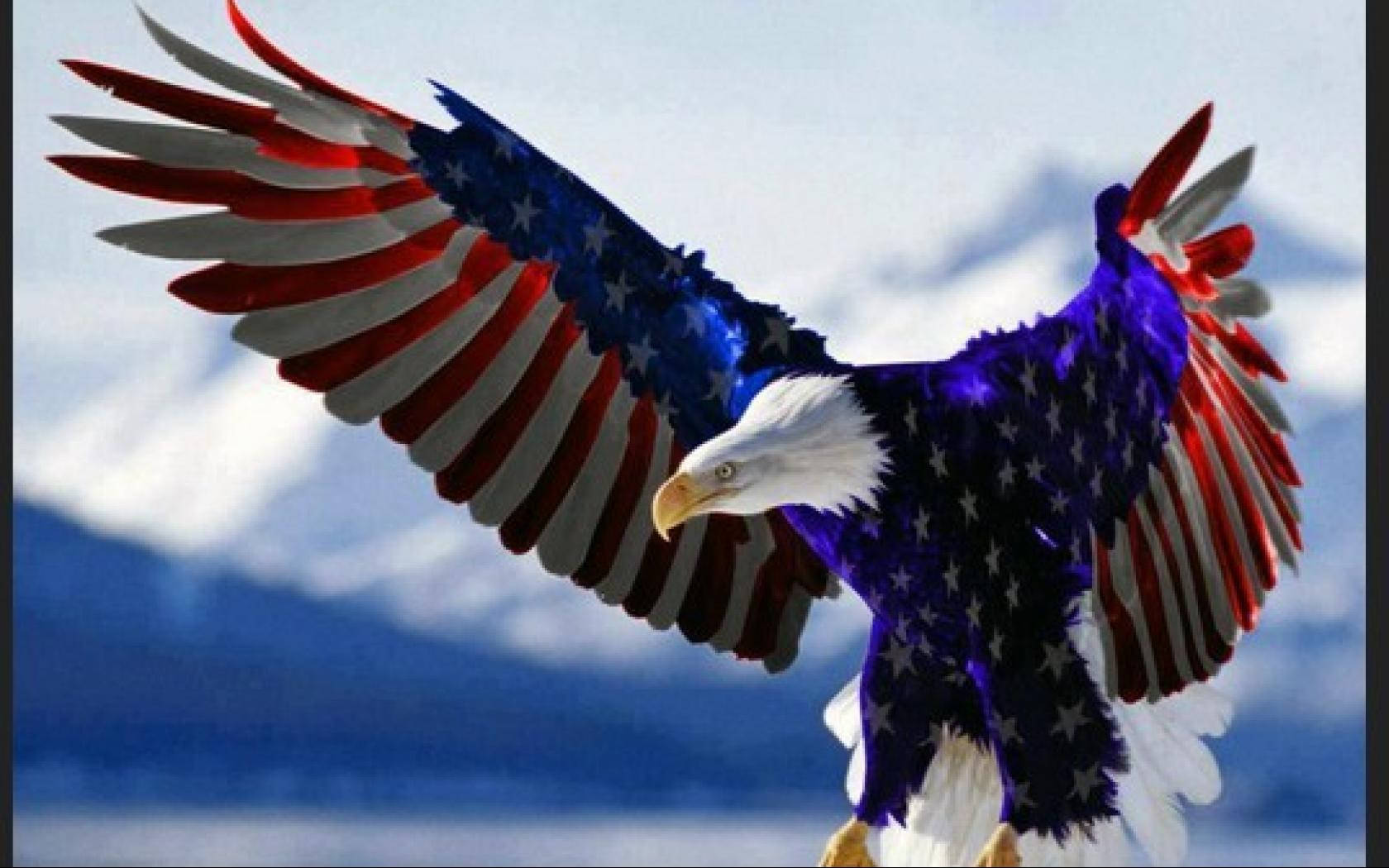 American Eagle With Flag Feathers Wallpaper