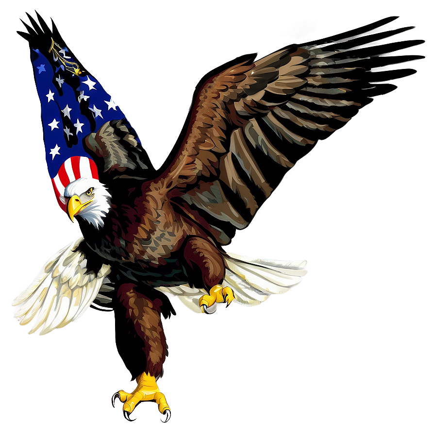 American Eagle With Flag Png 06122024 PNG